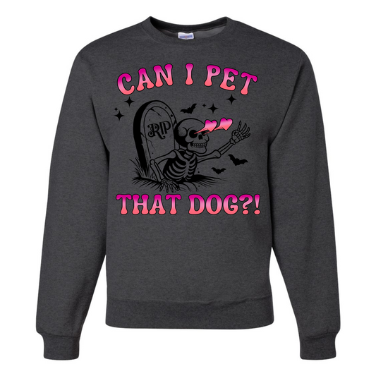 Can I Pet That Dog Heather Black Crewneck