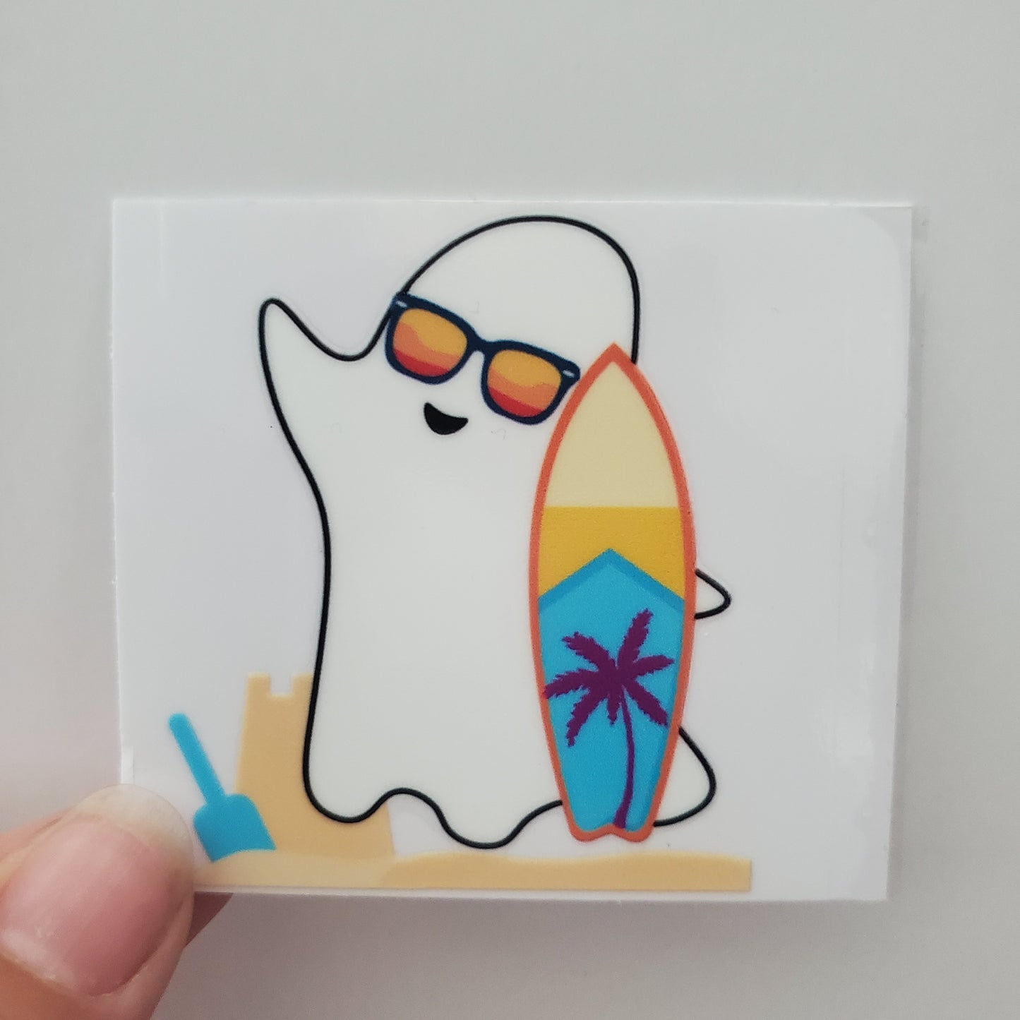 Cute Summer Surfer Ghosty UV DTF Transfer Sticker