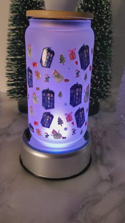 TARDIS Christmas Glass Can