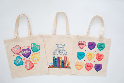 Nerdy Supernatural Love Heart Reusable Tote Bags